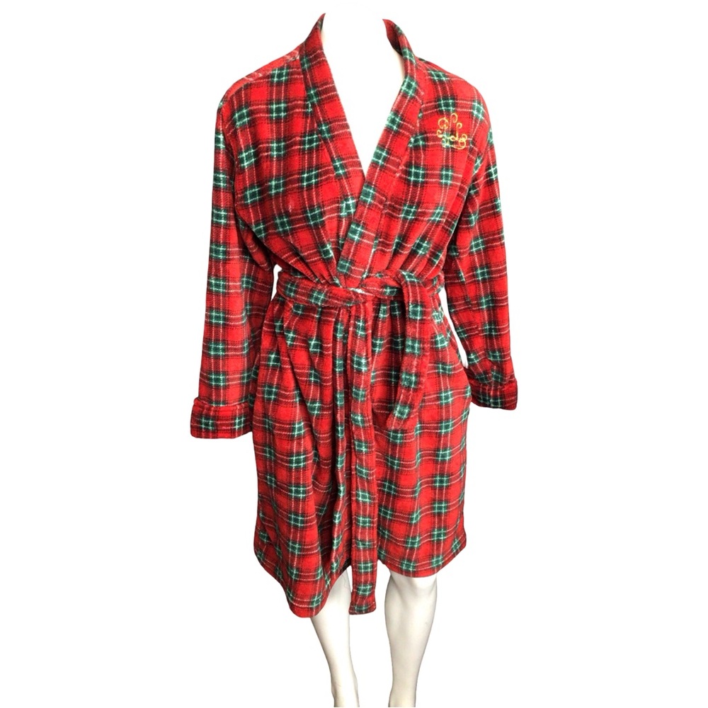 Ralph Lauren Red and Green Plaid Robe size small * no label tag